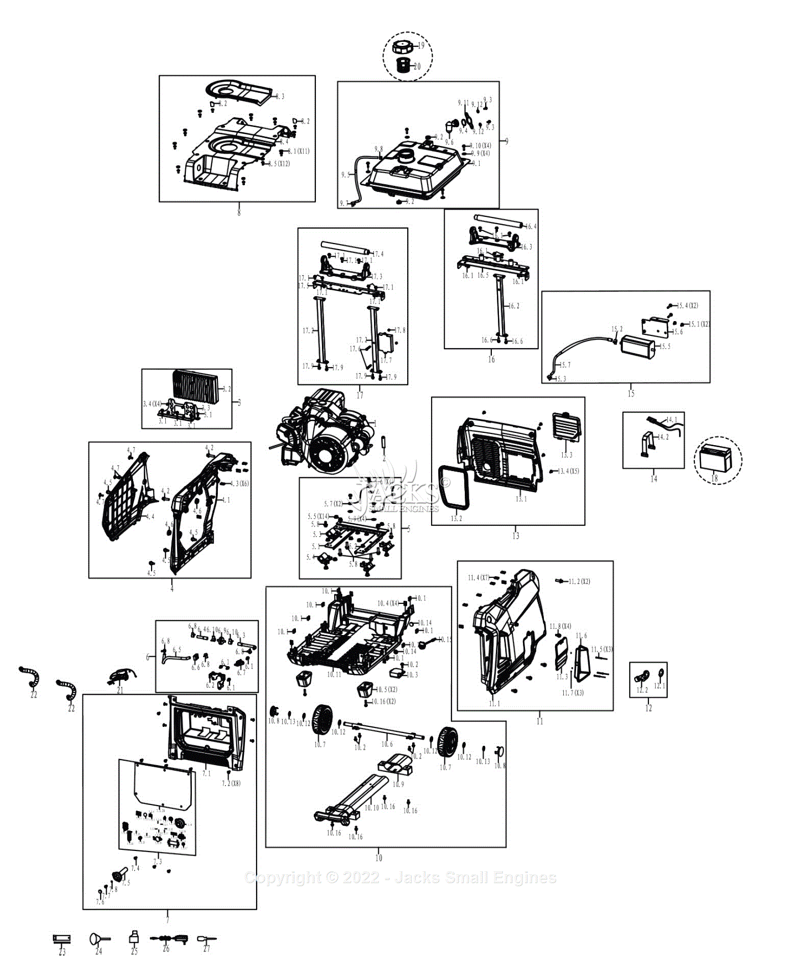 Westinghouse iGen4500 Parts Diagram for Parts List