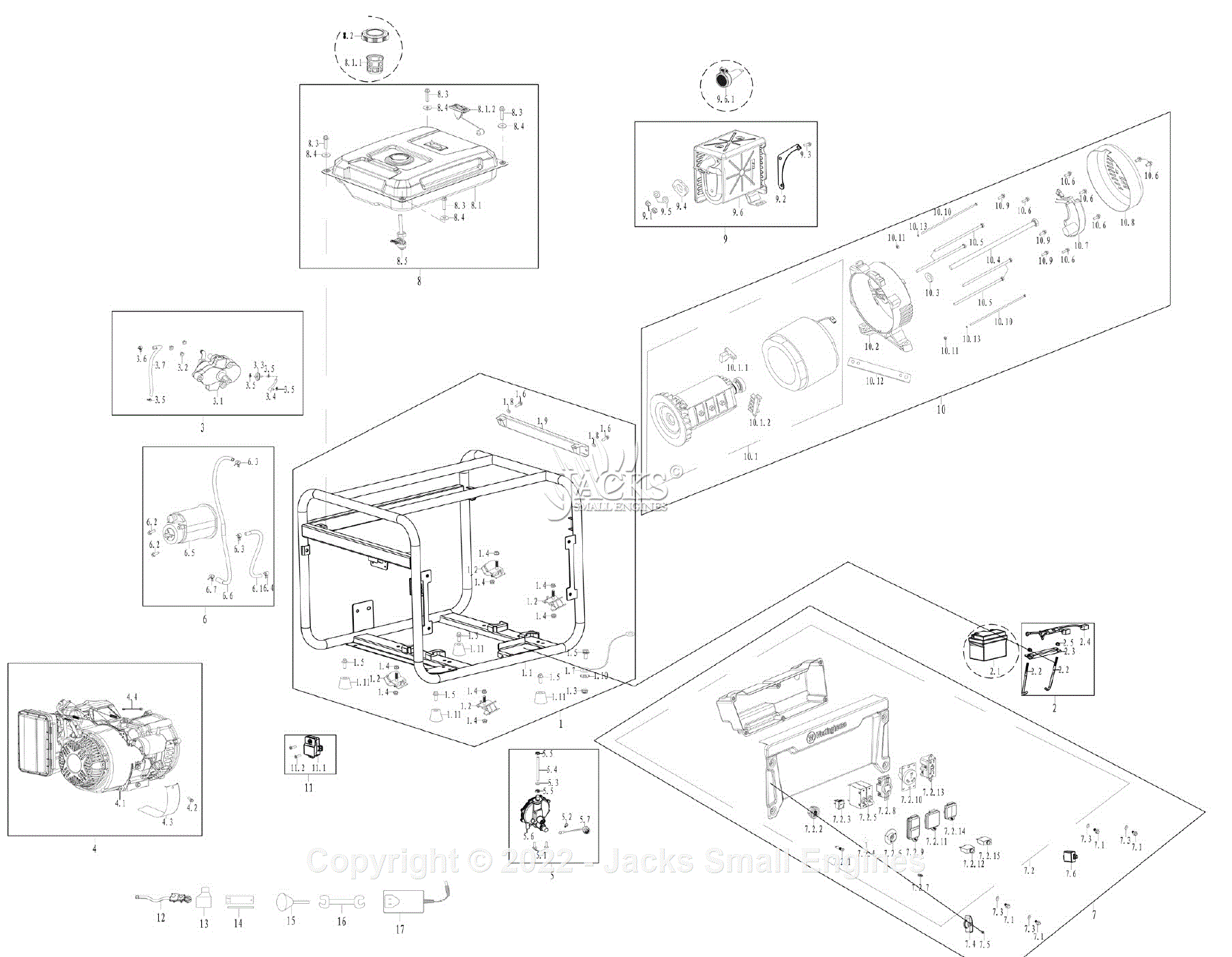 Westinghouse WGen5300DF Parts Diagram for Parts List