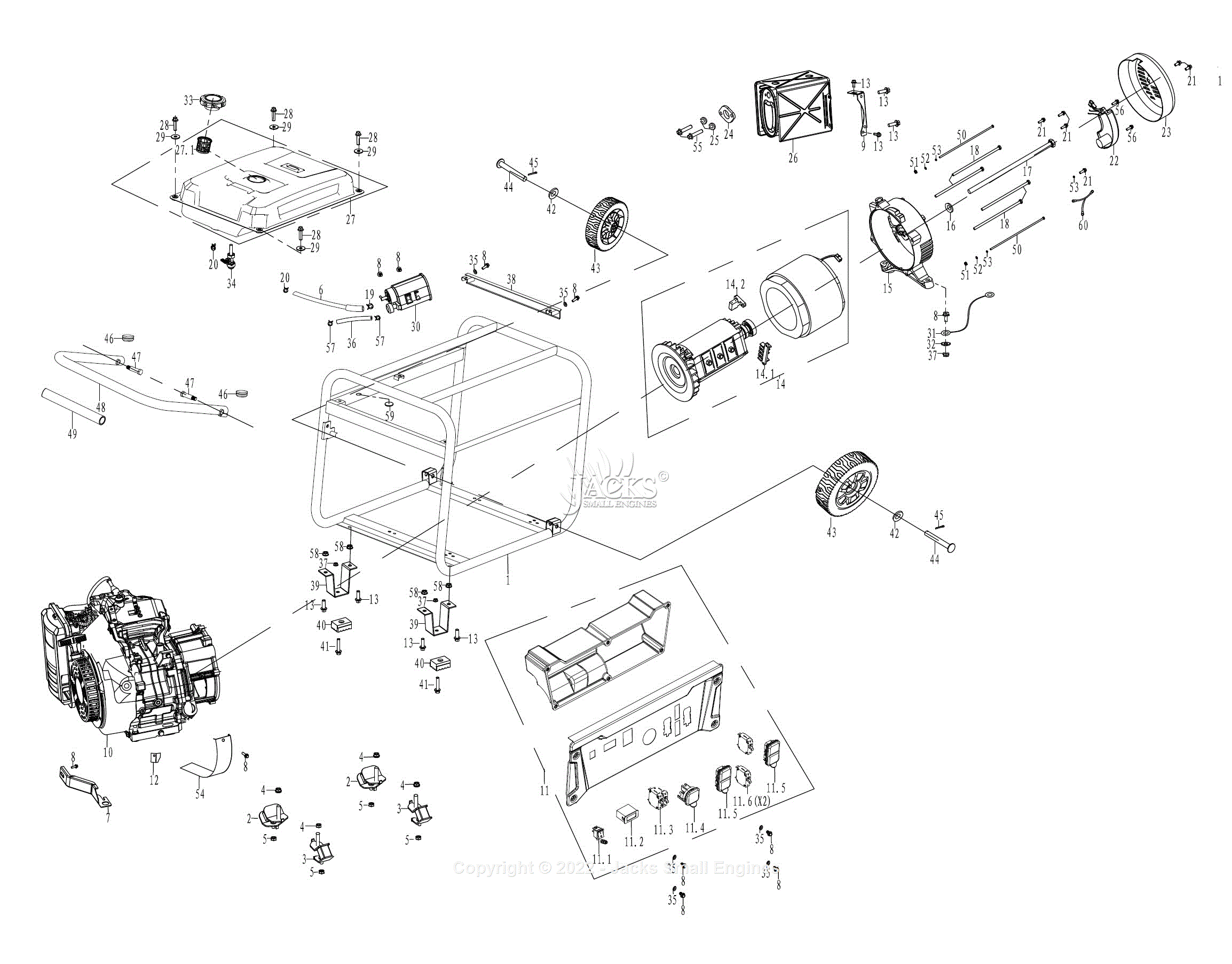 Westinghouse WGen5500 Parts Diagram for Parts List