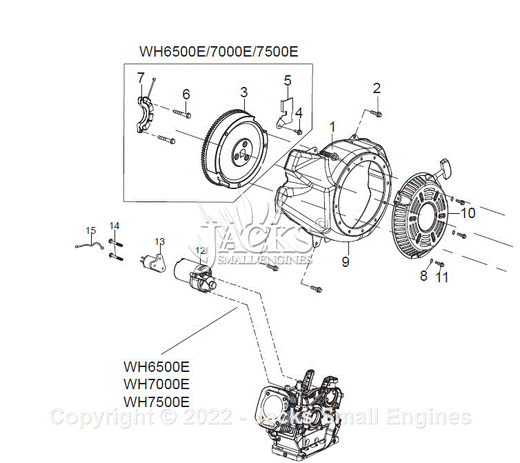 Westinghouse WH7500E Parts Diagram for Parts List 3 Recoil Starter