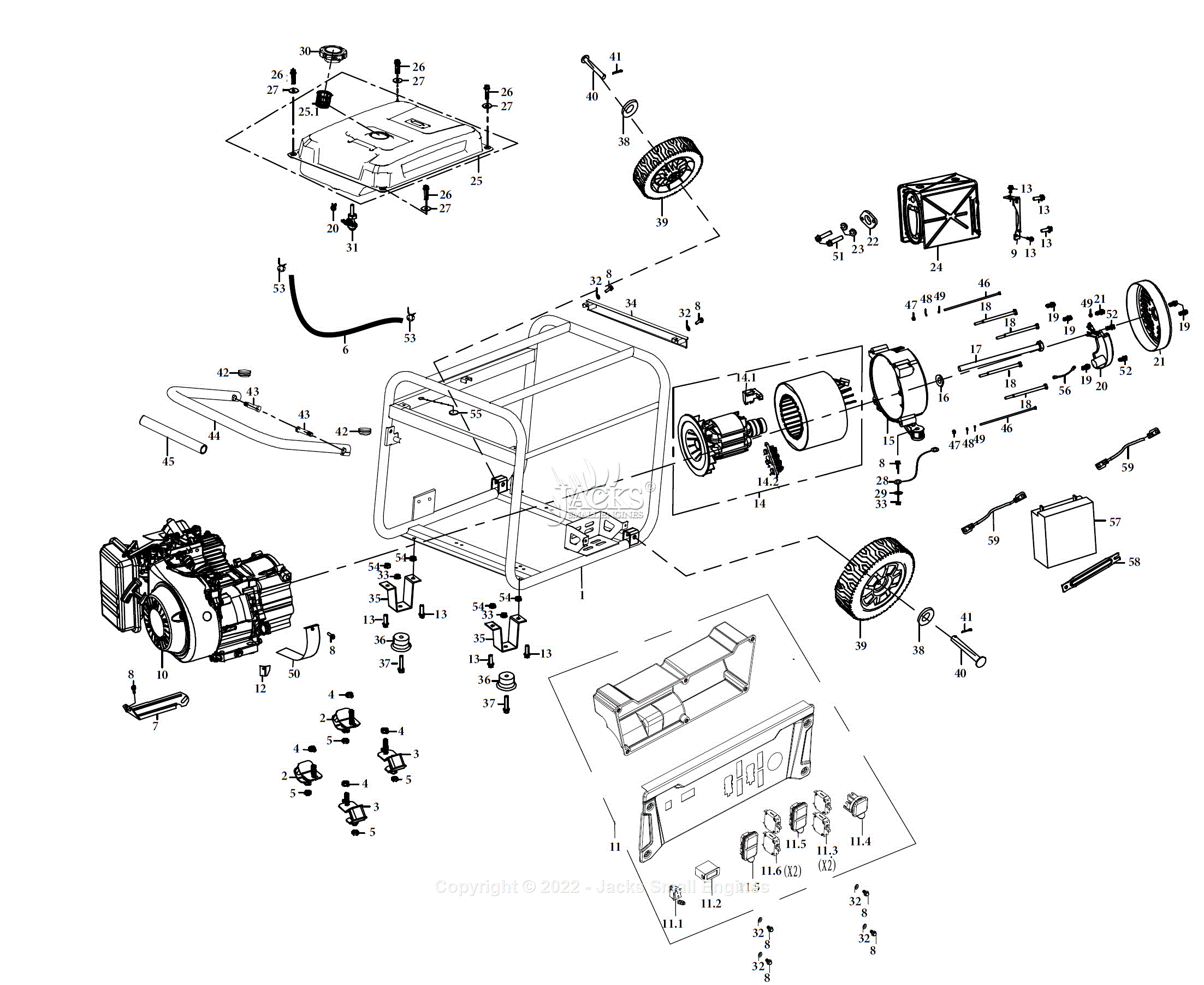 Westinghouse WH7500v Parts Diagram for Parts List