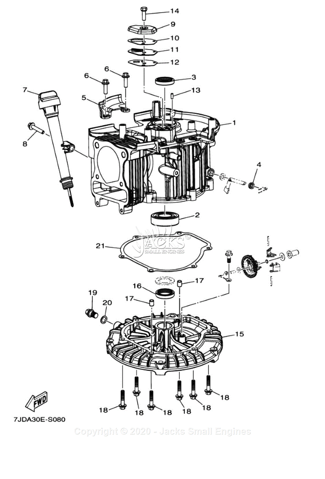 Yamaha MA19500711 7JD1-030 Parts Diagram for CRANKCASE