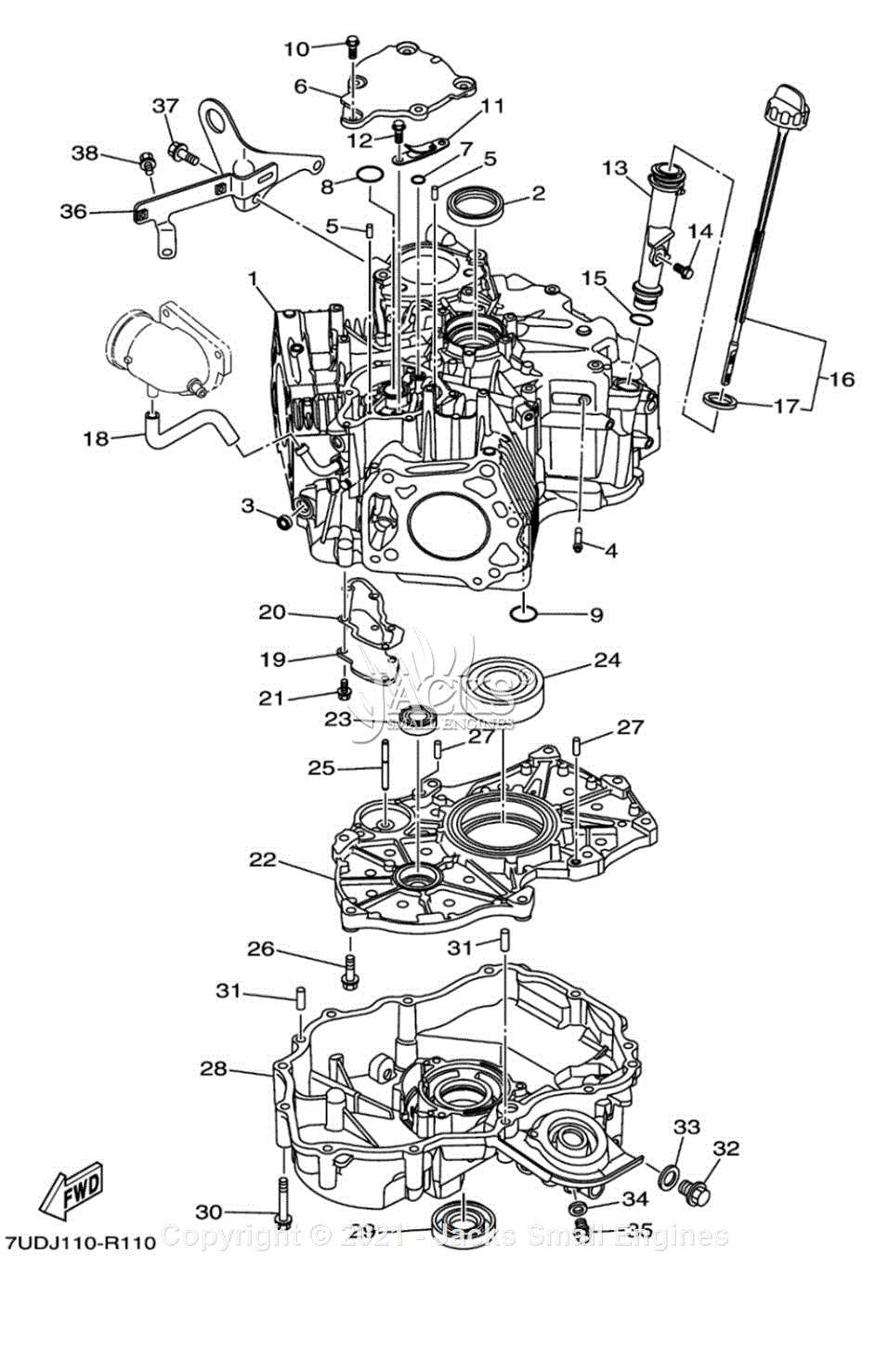 Yamaha MX77VJ7X61 7U2J-030 Parts Diagram for CRANKCASE