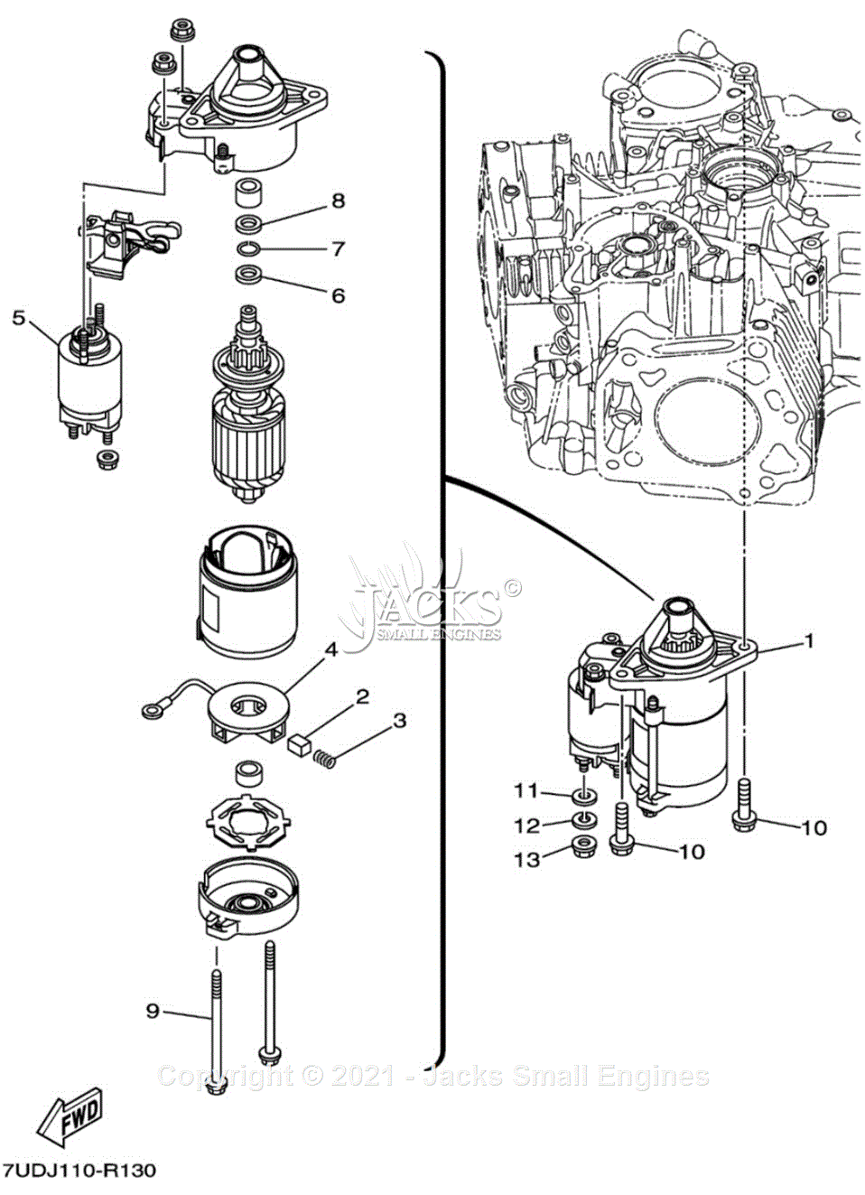 Yamaha MX77VJ7X61 7U2J-030 Parts Diagram for STARTING MOTOR