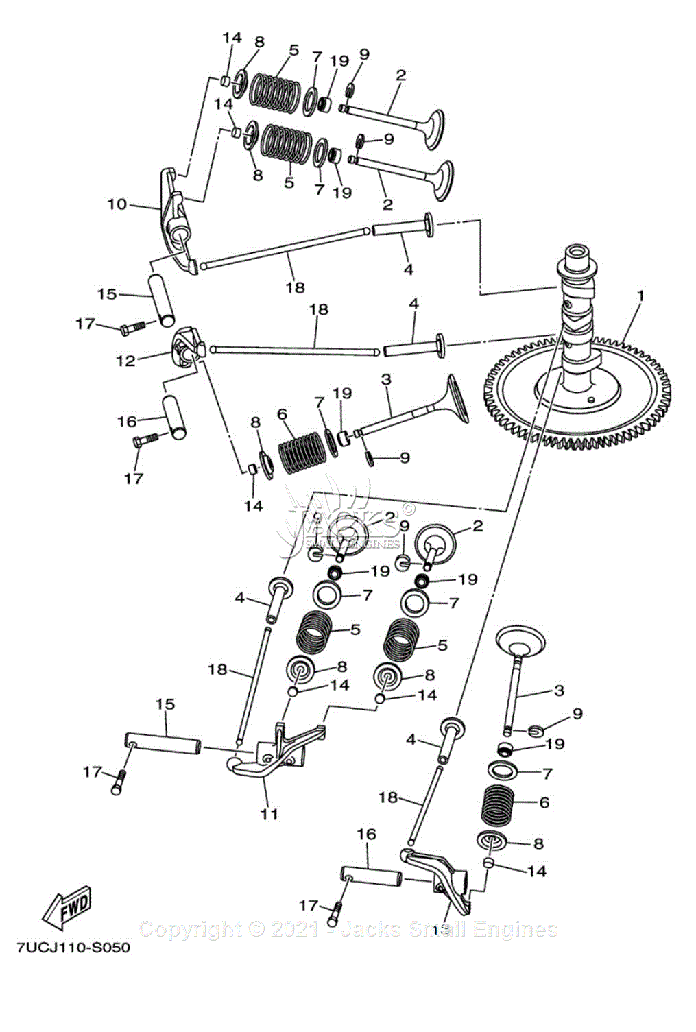 Yamaha MX80VH7J62 7U3J-010 Parts Diagram for CAMSHAFT VALVE