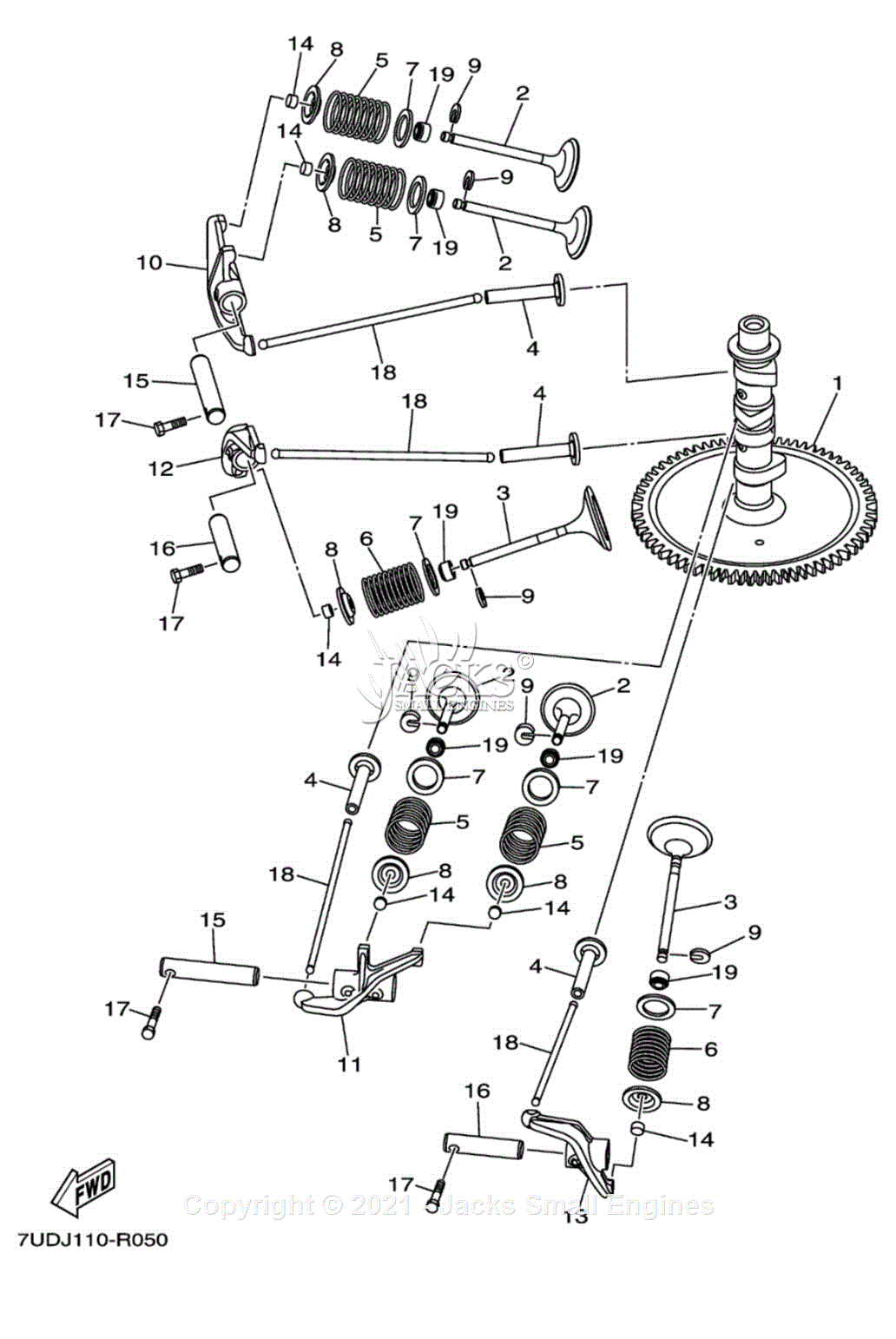 Yamaha MX82VJ7X61 7UDJ-030 Parts Diagram for CAMSHAFT VALVE