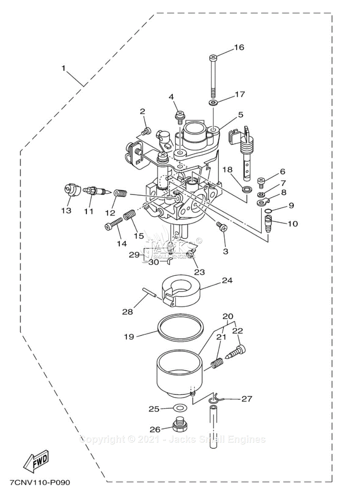 Yamaha MZ175VHIT0 7CNV-040 Parts Diagram for CARBURETOR