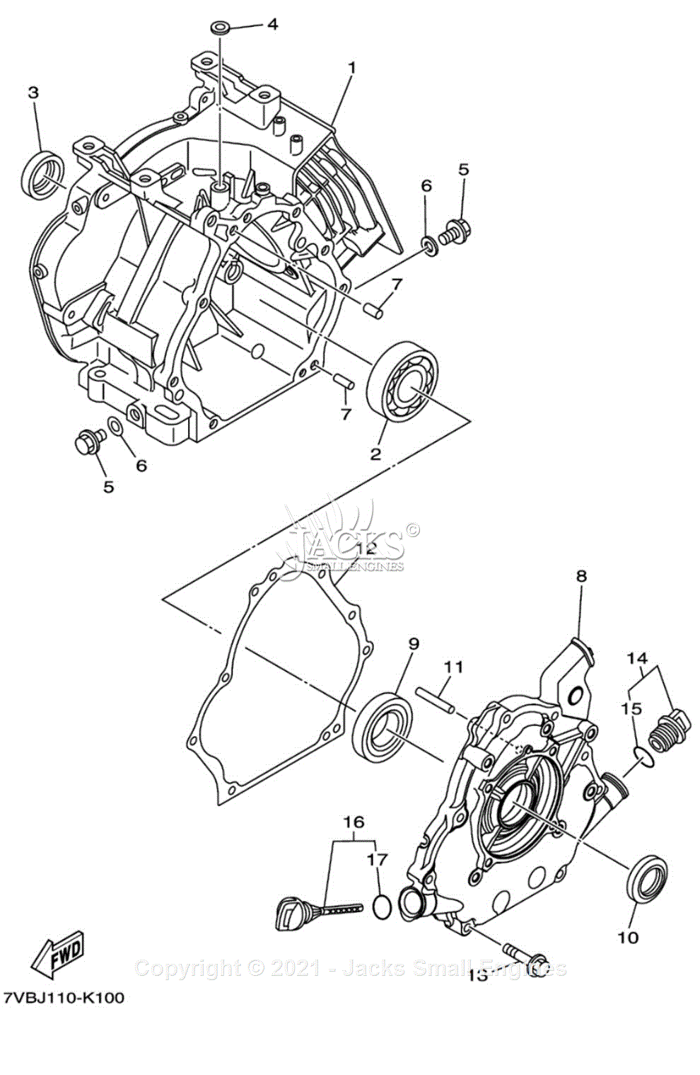 Yamaha MZ30AAIA61 7VBJ-030 Parts Diagram for CRANKCASE COVER