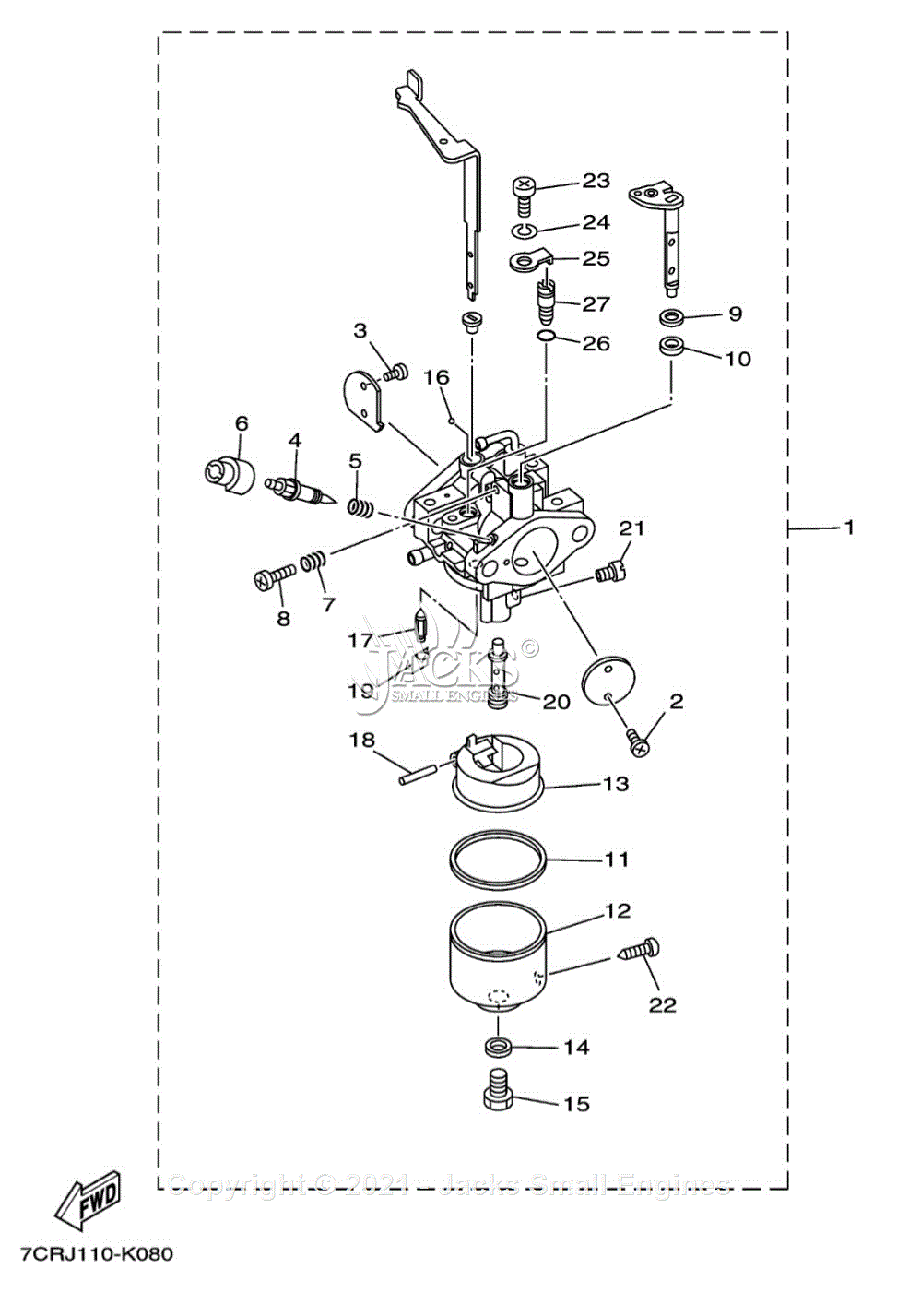 Yamaha MZ300A2K 7CRJ-020 Parts Diagram for CARBURETOR