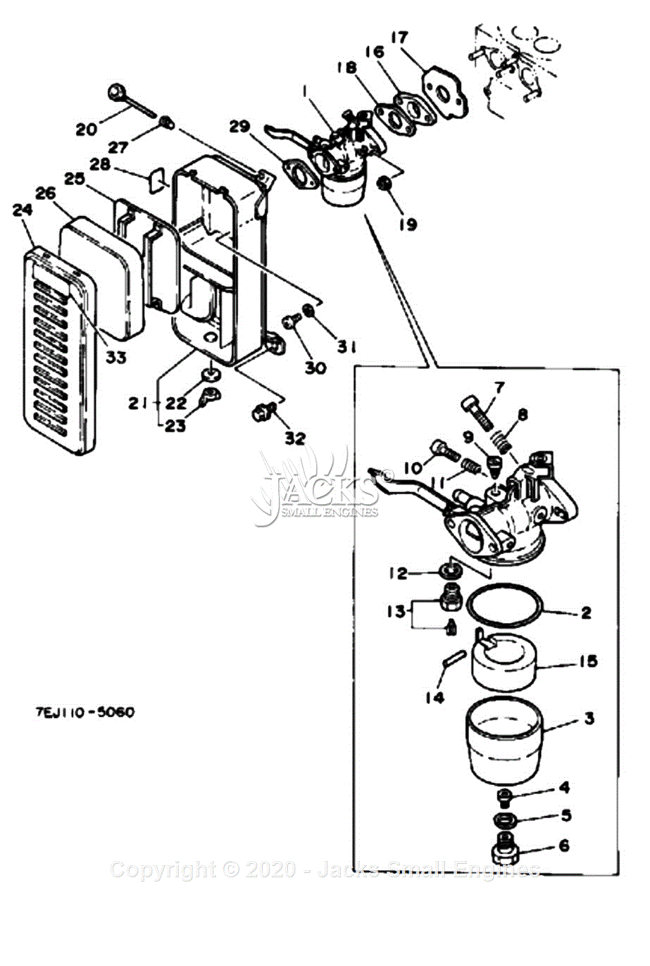 Yamaha EC2800 Parts Diagram for INTAKE CARBURETOR EC2000