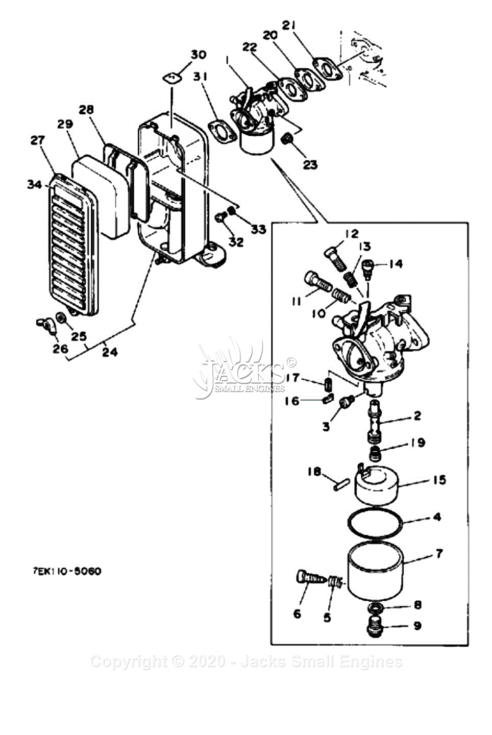 Yamaha EC2800 Parts Diagram for INTAKE CARBURETOR EC2800