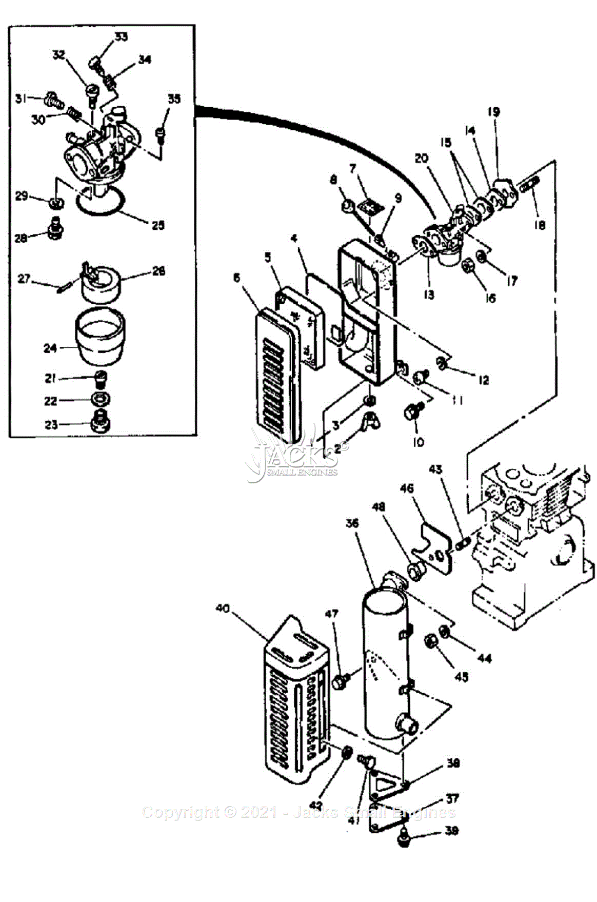 Yamaha EF2600 Parts Diagram for INTAKE CARBURETOR EXHAUST EF1200