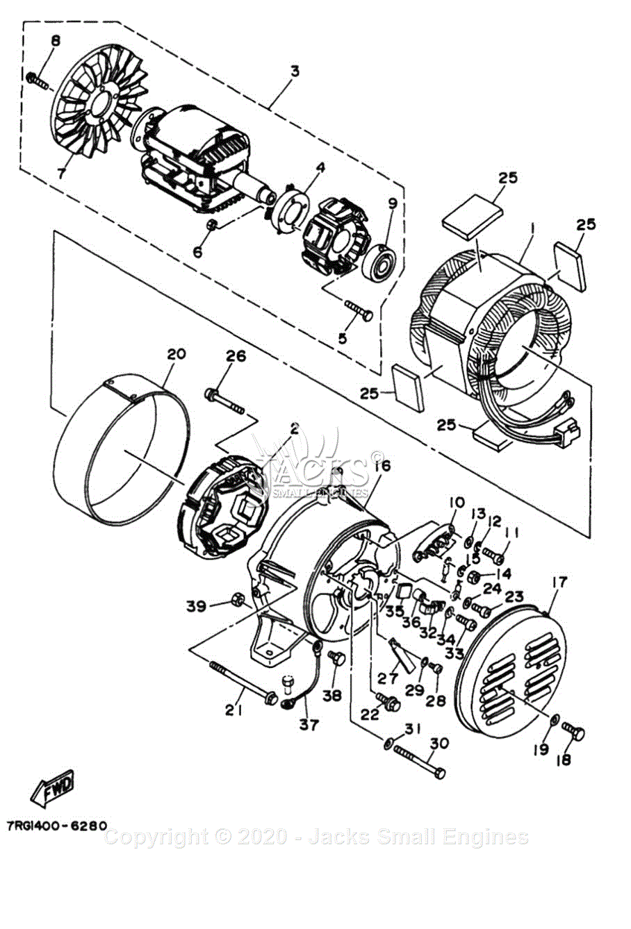 Yamaha YG6600D Parts Diagram for GENERATOR EF4600DEX