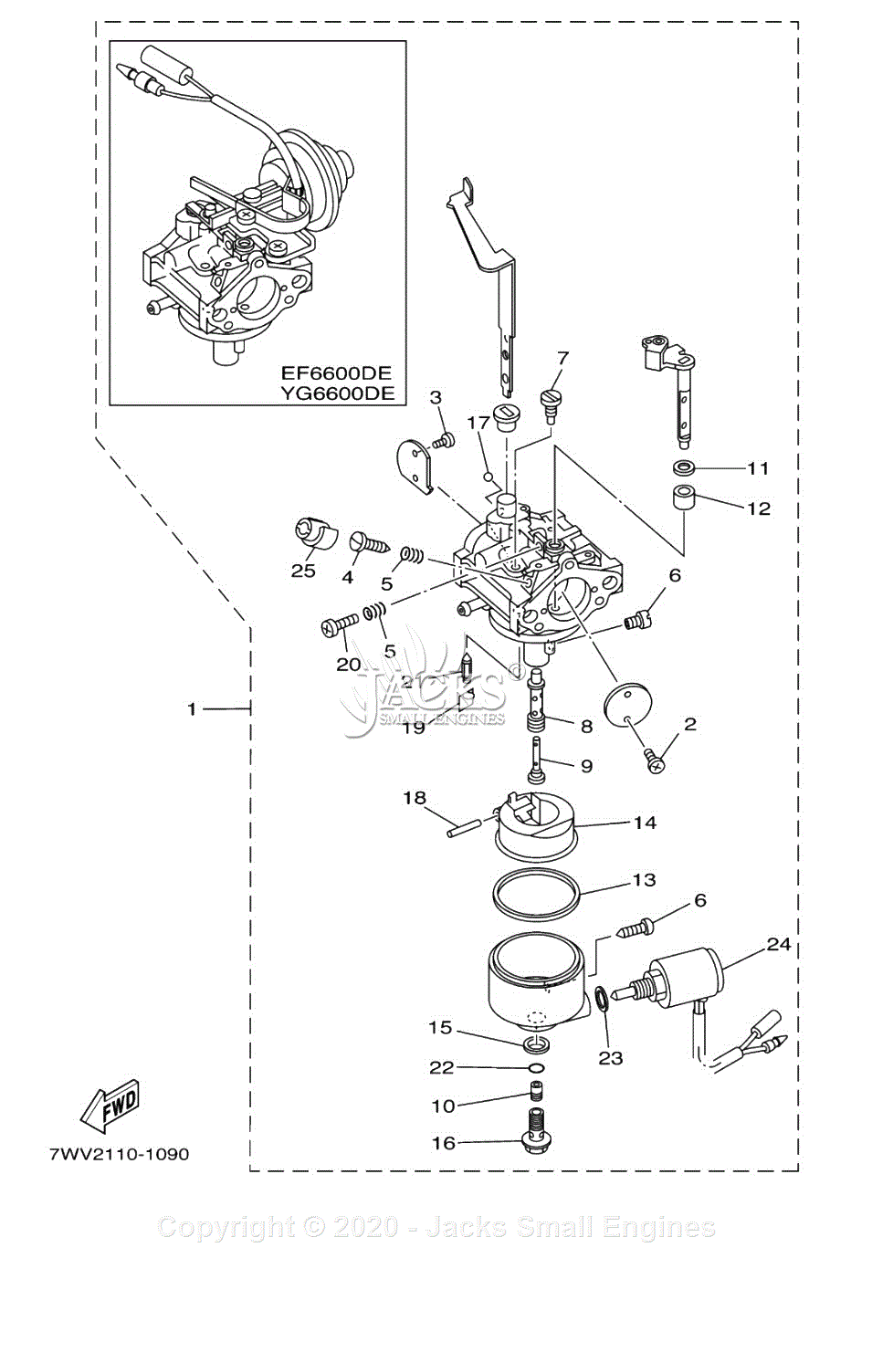 Yamaha YG6600DEY Parts Diagram for CARBURETOR 2 EF6600DE YG6600D