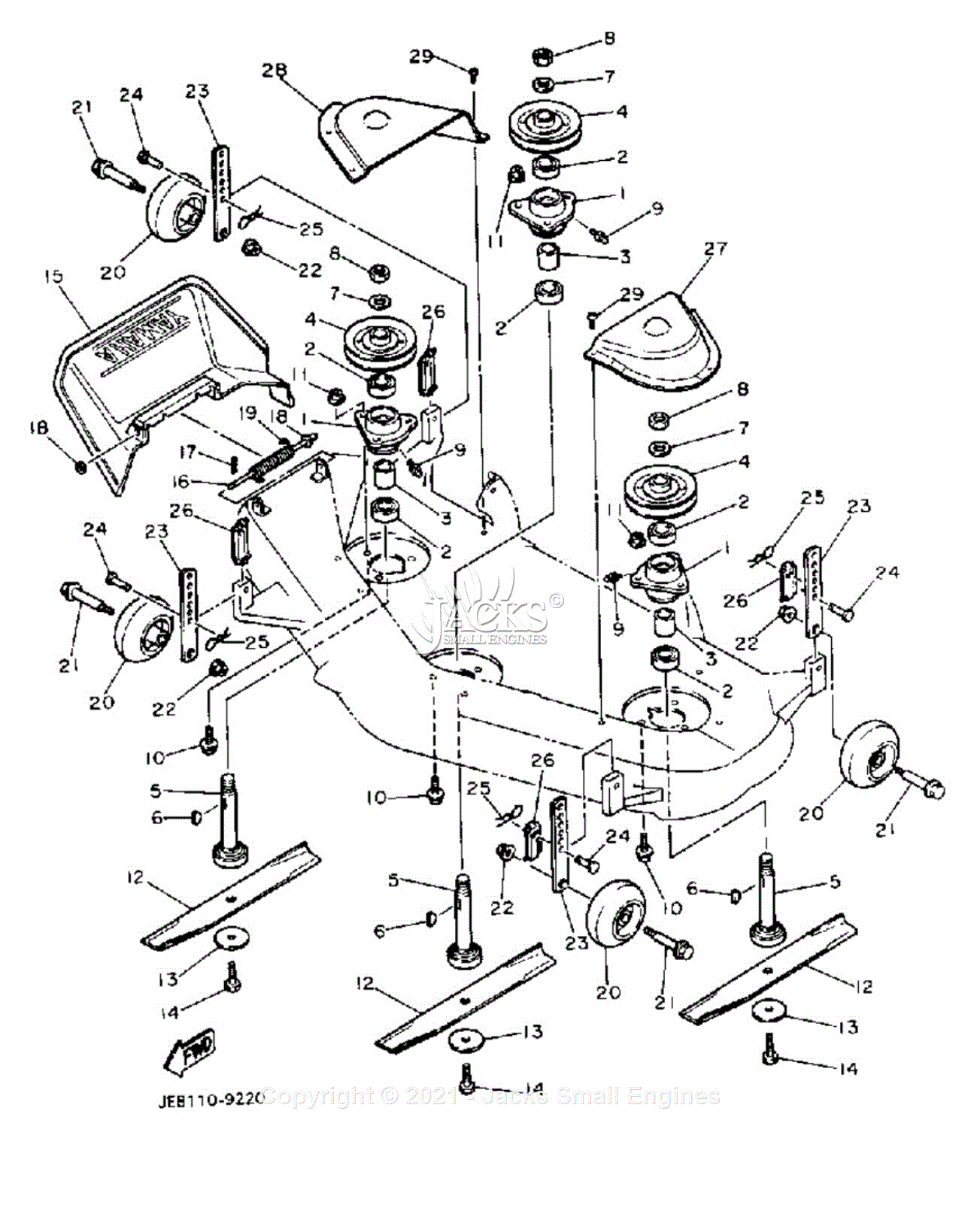 Yamaha YT6800N Parts Diagram for CUTTER DECK 2