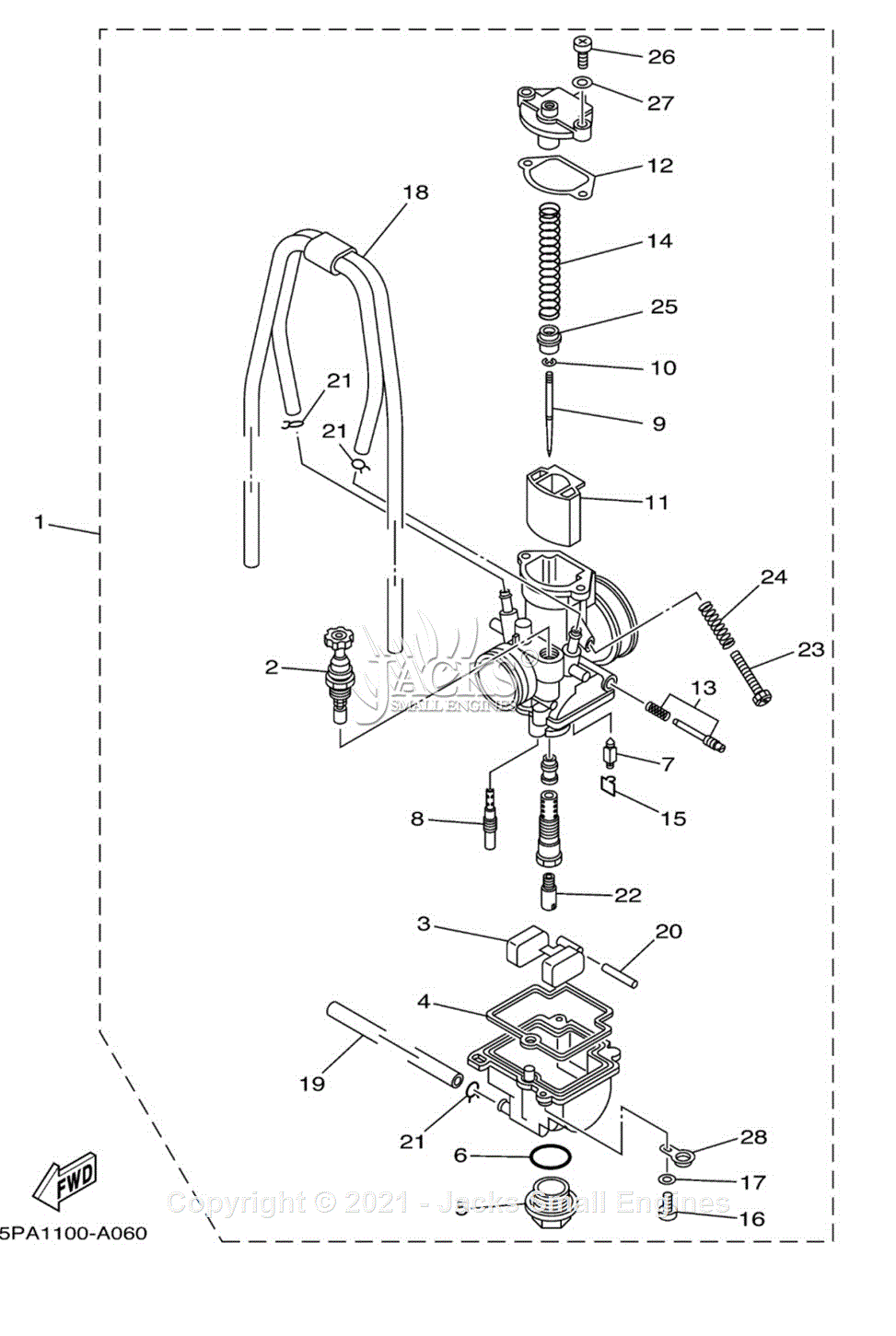 Yamaha YZ85PSK Parts Diagram for CARBURETOR YZ85