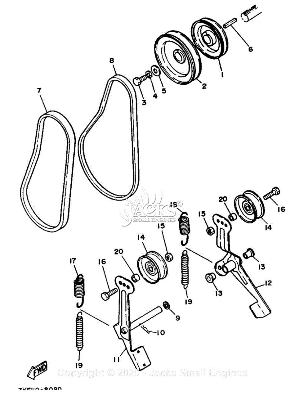 Yamaha YS828TE Parts Diagram for V-BELT - PULLEY